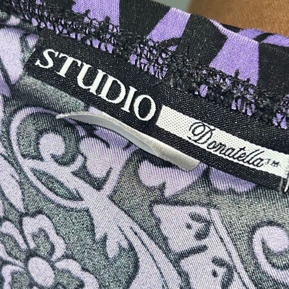 Studio Donatella Purple & Black Floral Print Chemise Nightgown, Women’s Medium - Picture 8 of 11